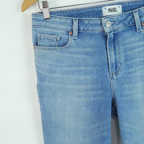 Paige Amber Jeans Size 31 Straight Leg Mid Rise Ankle Vintage Wash Blue Denim - Picture 2 of 8